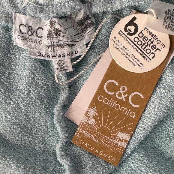 C&C California X-Large French Terry Sunwashed Shorts Stretch Drawstring Pockets - Picture 5 of 8